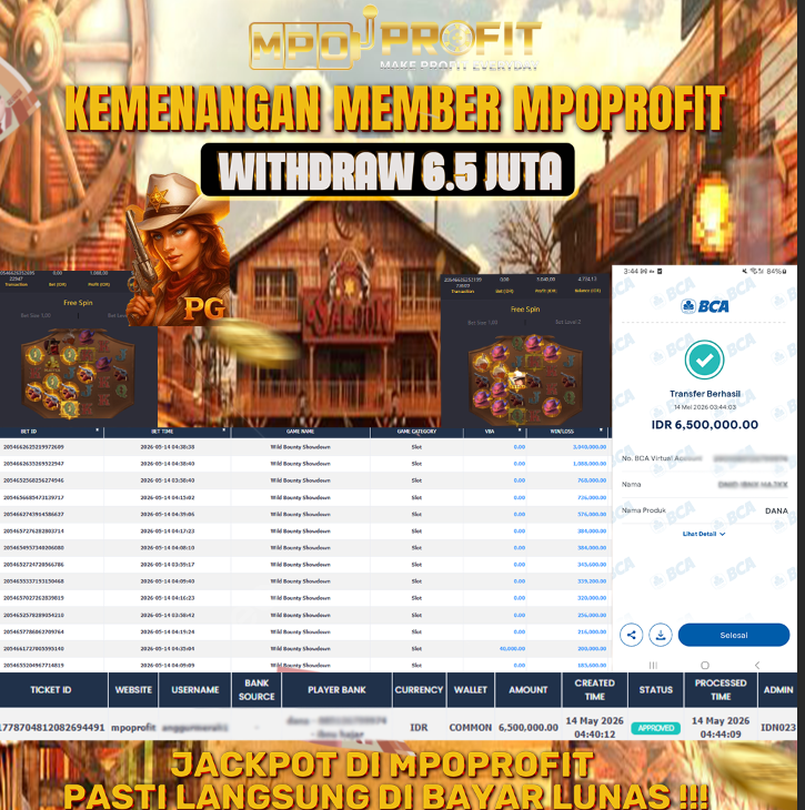 MPOPROFIT JACKPOT SLOT PGSOFT! KEMENANGAN MURNI DI (WILD BOUNTY SHOWDOWN TOTAL RP 6.500.000,- LUNAS)